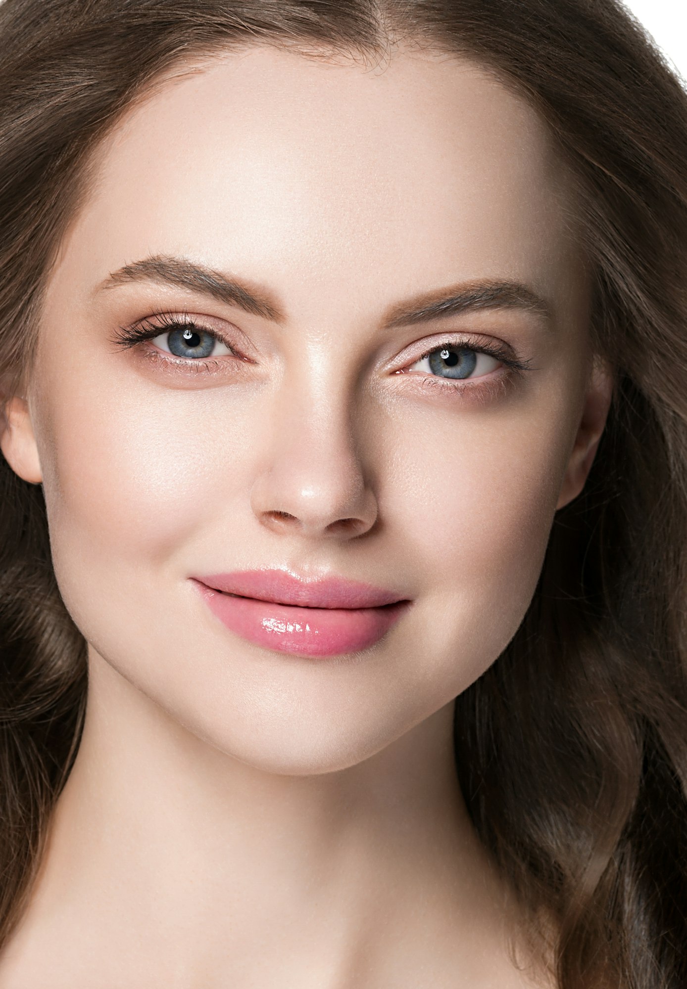 Close up woman face beautiful skin lips eyes Close up woman face beautiful skin lips eyes